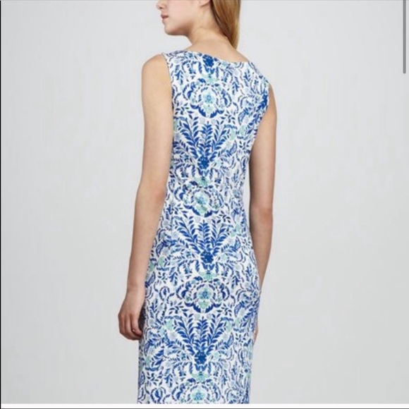 Tory Burch Akira Silk Floral Logo Ruched Dress L - Picture 2 of 11